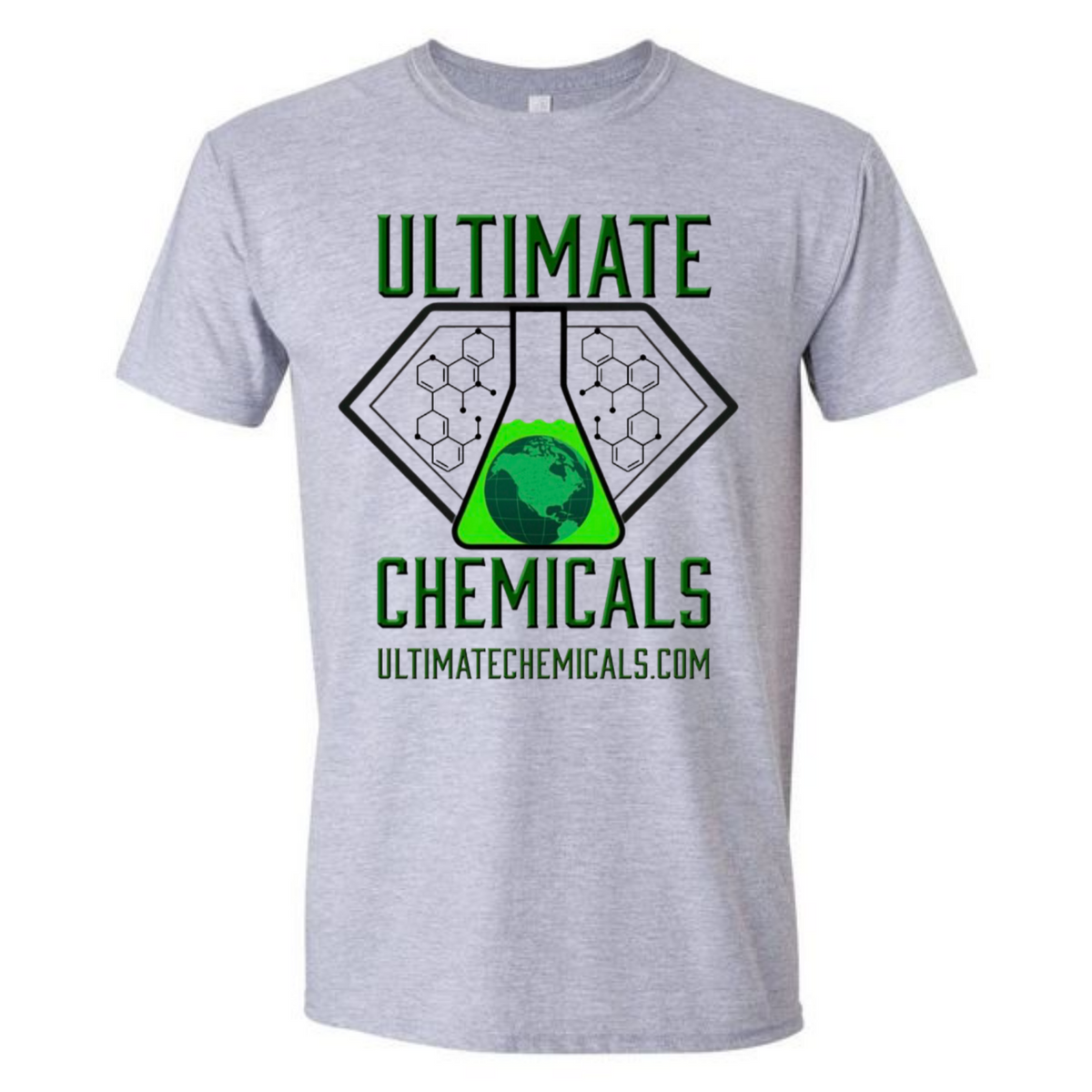 Ultimate Chemicals logo T-shirt design detail